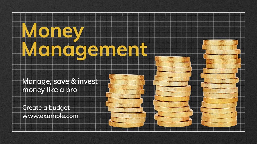 Money management  blog banner template, editable text