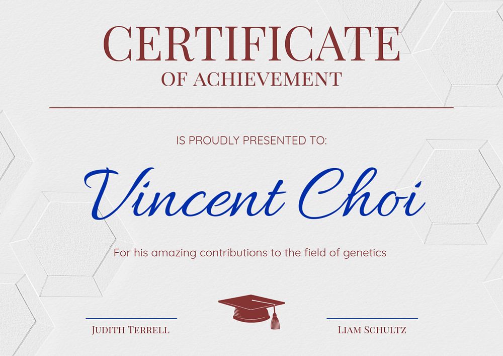 Certificate of achievement template, editable design