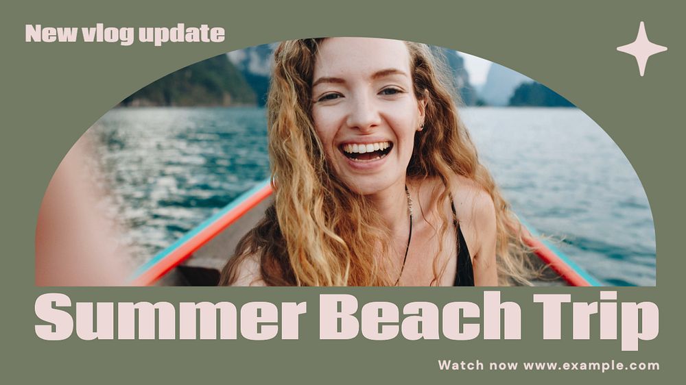 Summer beach trip  blog banner template, editable text