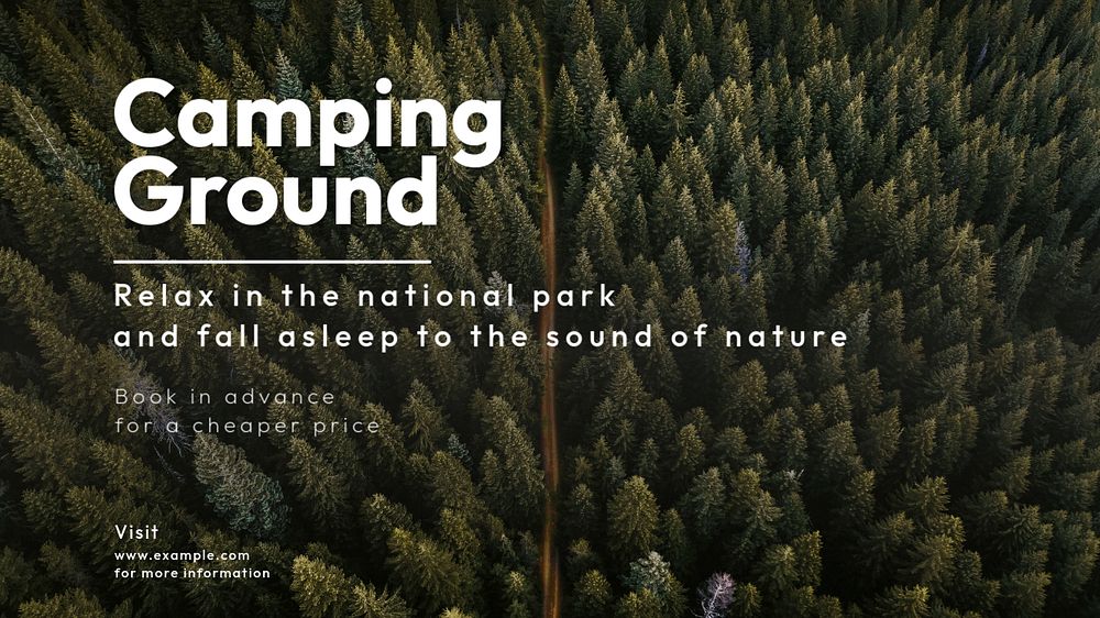 Camping ground blog banner template, editable text