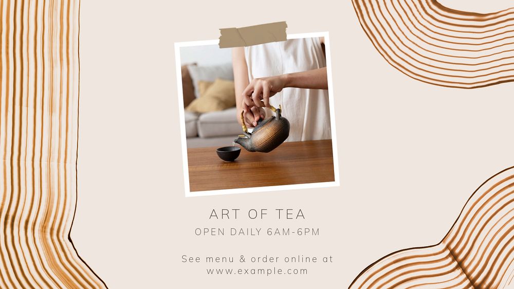 Tea & coffee cafe  blog banner template, editable text