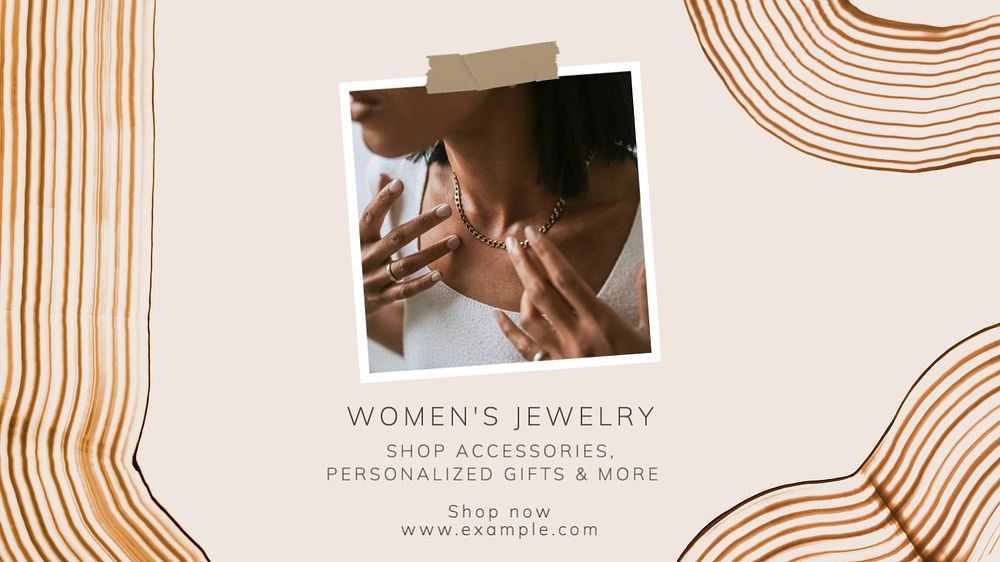 Women's jewelry  blog banner template, editable text