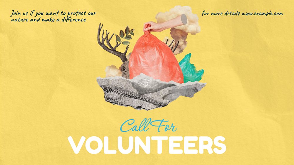 Call for volunteers  blog banner template, editable text