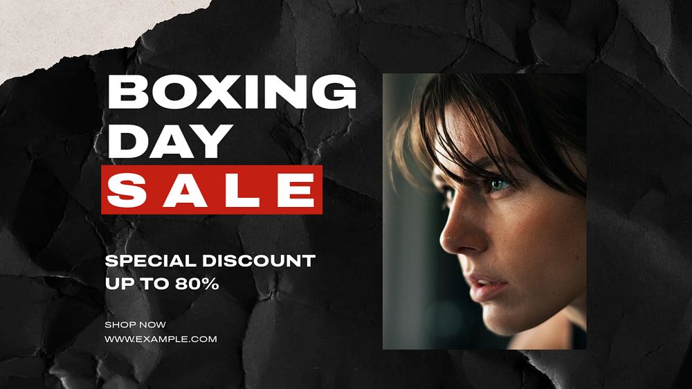 Boxing day sale  blog banner template, editable text