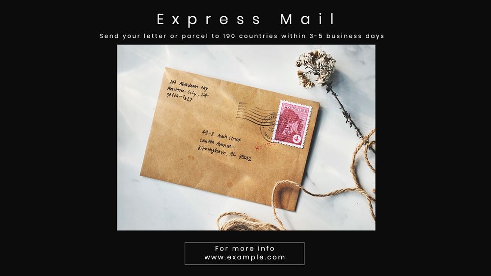 Express mail delivery  blog banner template, editable text