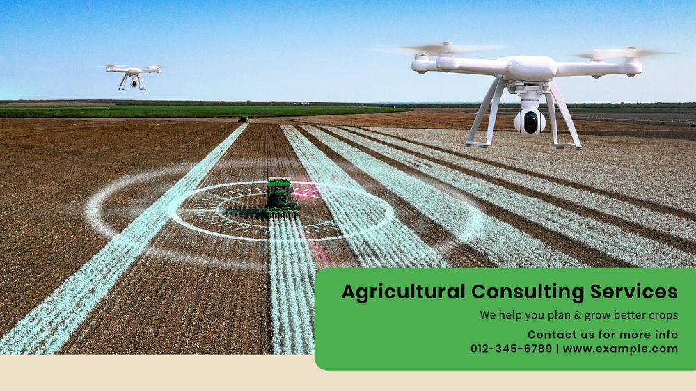 Agricultural consulting services  blog banner template, editable text