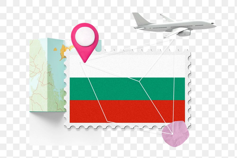 PNG element Bulgaria travel, stamp tourism collage illustration, editable design