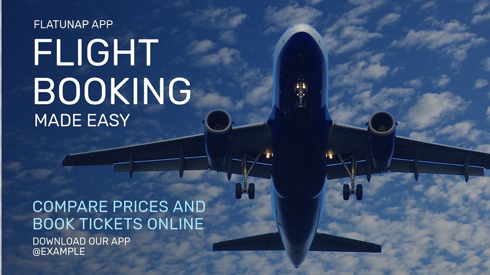 Flight booking blog banner template, editable text