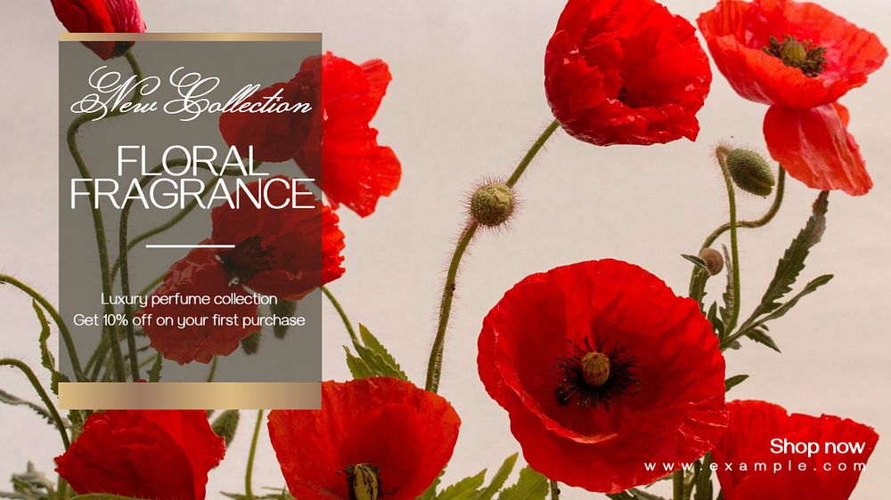 Floral fragrance  blog banner template, editable text