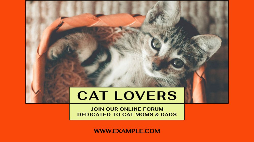 Cat lover blog banner template, editable text