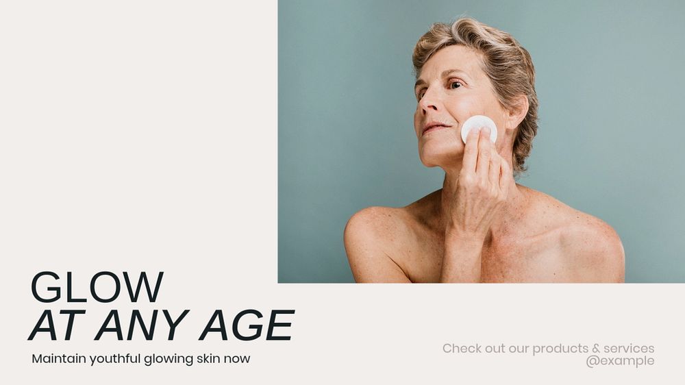 Aging skin treatment blog banner template, editable text