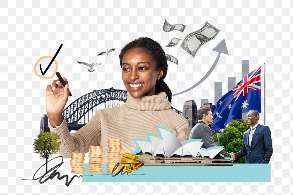 PNG element Australia investment, money finance collage, editable design