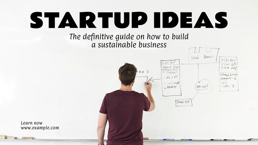 Startup ideas blog banner template, editable text