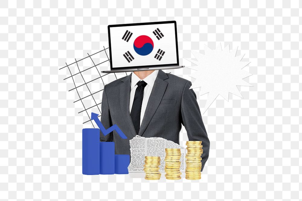 PNG element South Korean economy, global trading collage, editable design