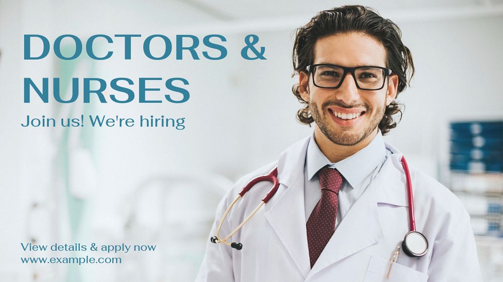 Hiring doctors & nurses blog banner template, editable text