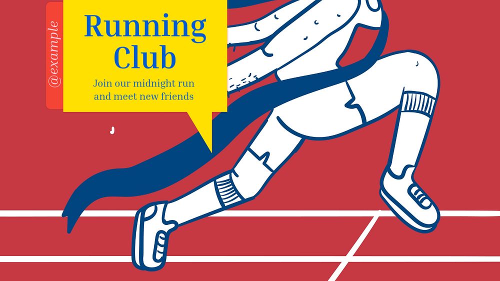 Running club  blog banner template, editable text