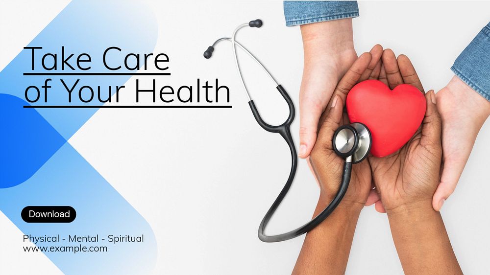 Health care blog banner template, editable text