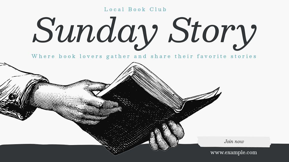 Story book club  blog banner template, editable text