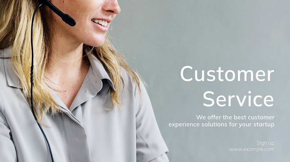 Customer service blog banner template, editable text