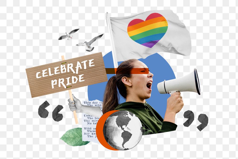 Celebrate pride, gender equality protest remix, editable design