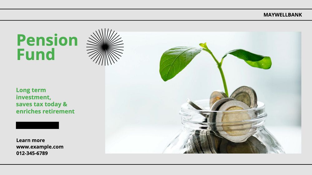 Pension fund  blog banner template, editable text