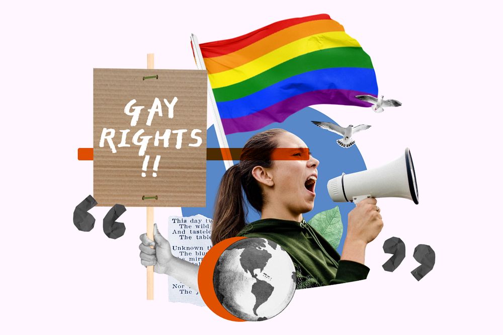 Gay rights, gender equality protest remix, editable design