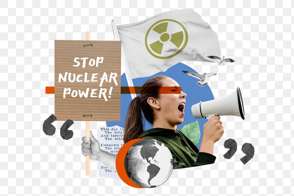 Stop nuclear power, environmental protest remix, editable design