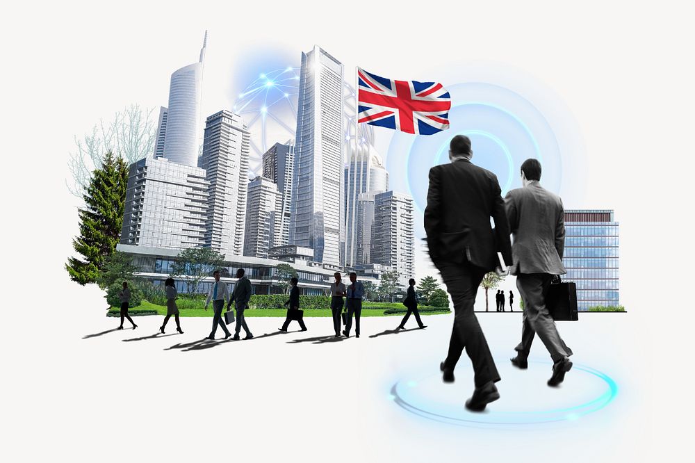 British corporate, business photo collage, editable design