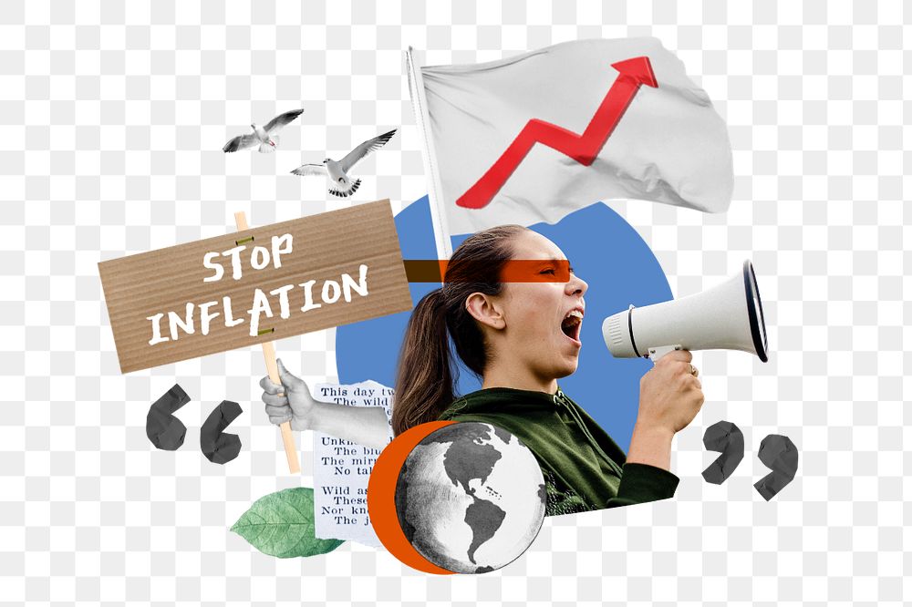 Stop inflation, economic protest remix, editable design