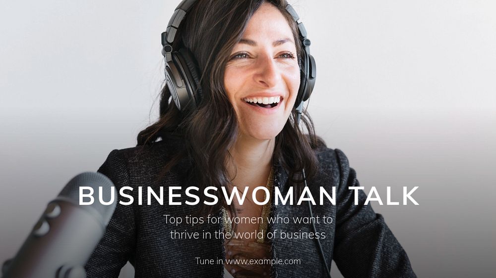 Businesswoman talk blog banner template, editable text