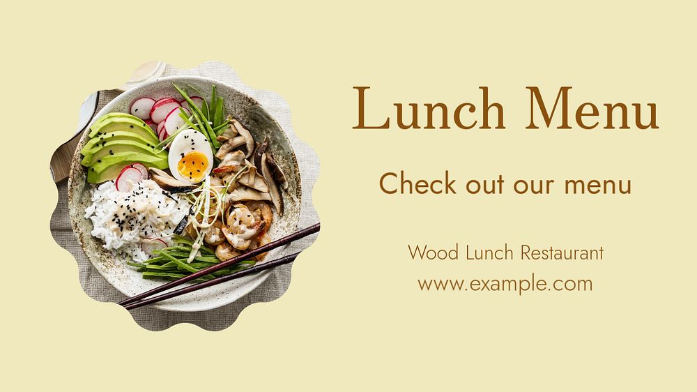 Lunch menu  blog banner template, editable text