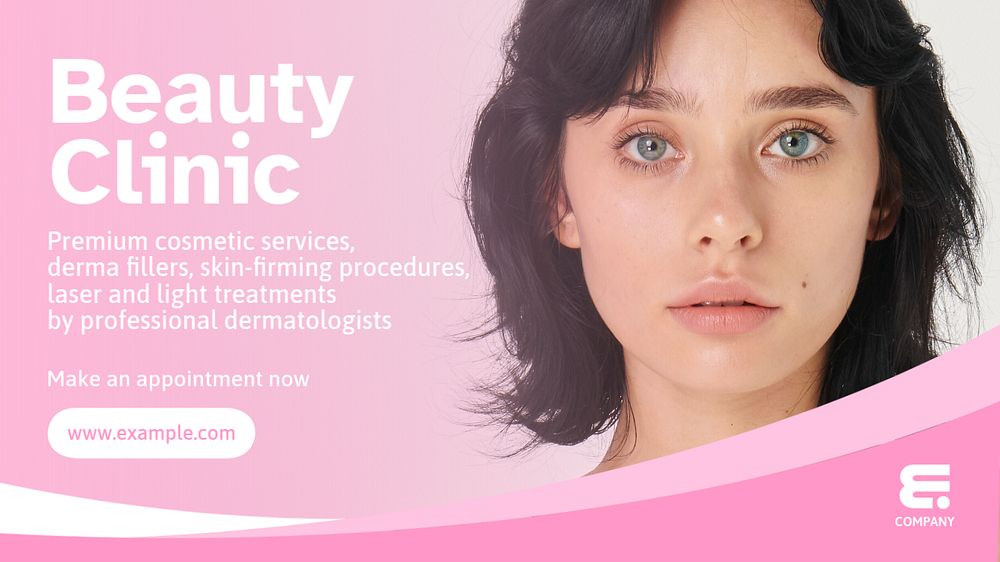 Beauty clinic blog banner template, editable text