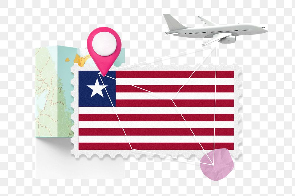 PNG element Liberia travel, stamp tourism collage illustration, editable design