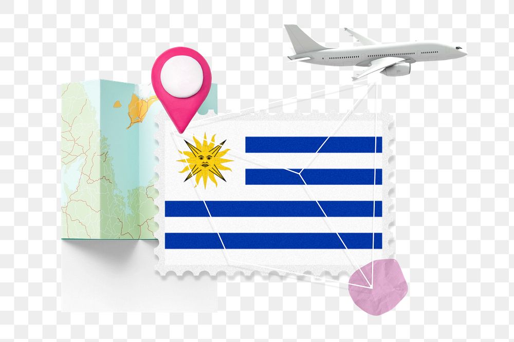 PNG element Uruguay travel, stamp tourism collage illustration, editable design