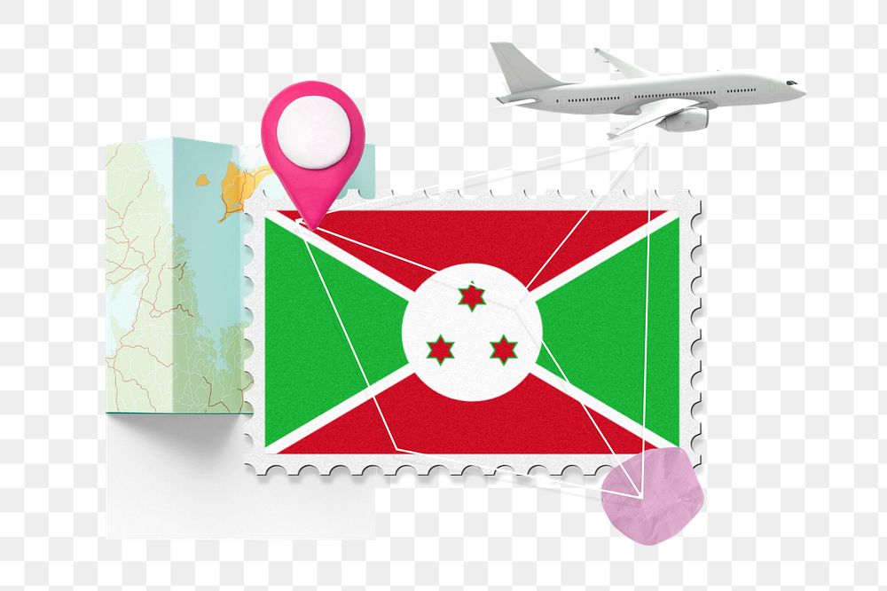 PNG element Burundi travel, stamp tourism collage illustration, editable design