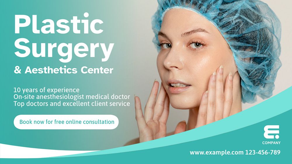 Plastic surgery blog banner template, editable text