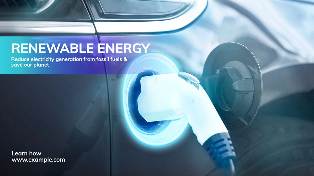 Renewable energy  blog banner template, editable text