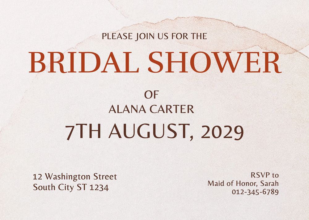 Bridal shower invitation template, editable design