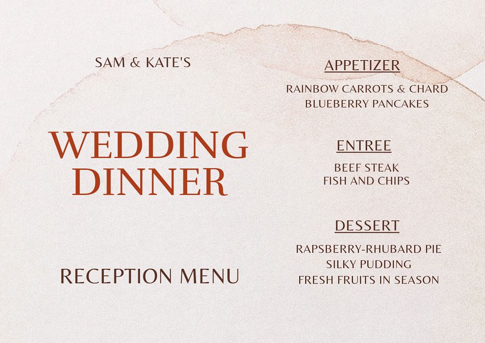 Wedding dinner menu template, editable design