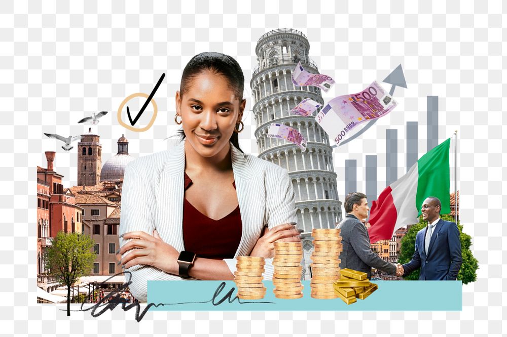 PNG element Italy investment, money finance collage, editable design