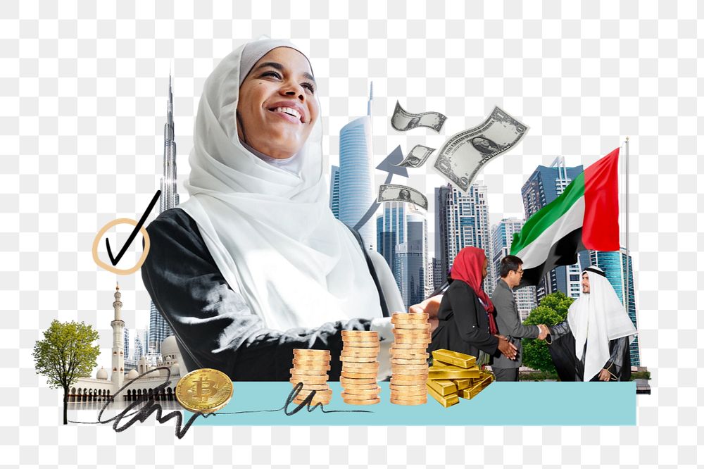 PNG element UAE investment, money finance collage, editable design