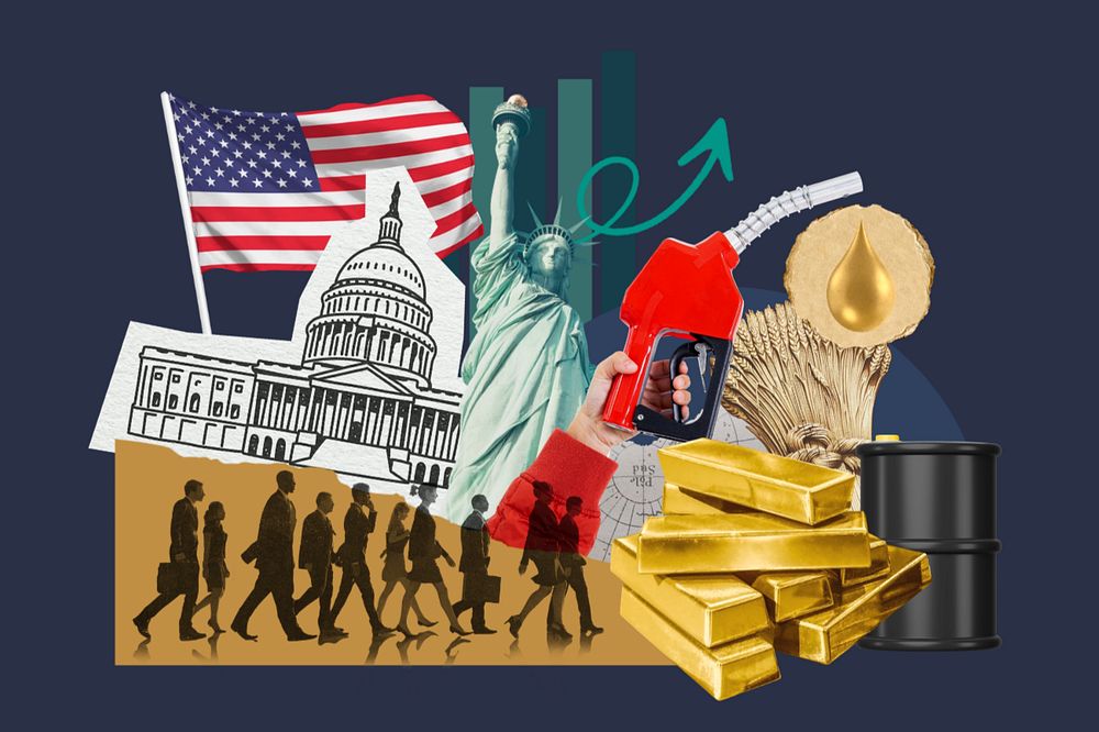 American economy, money finance collage, editable design