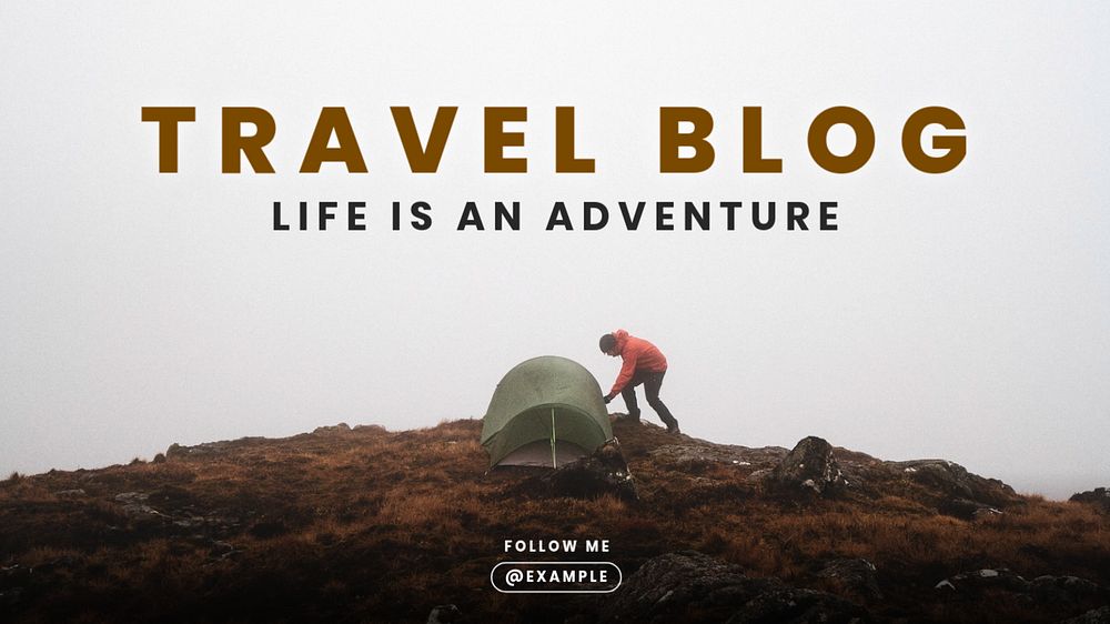 Travel blog blog banner template, editable text