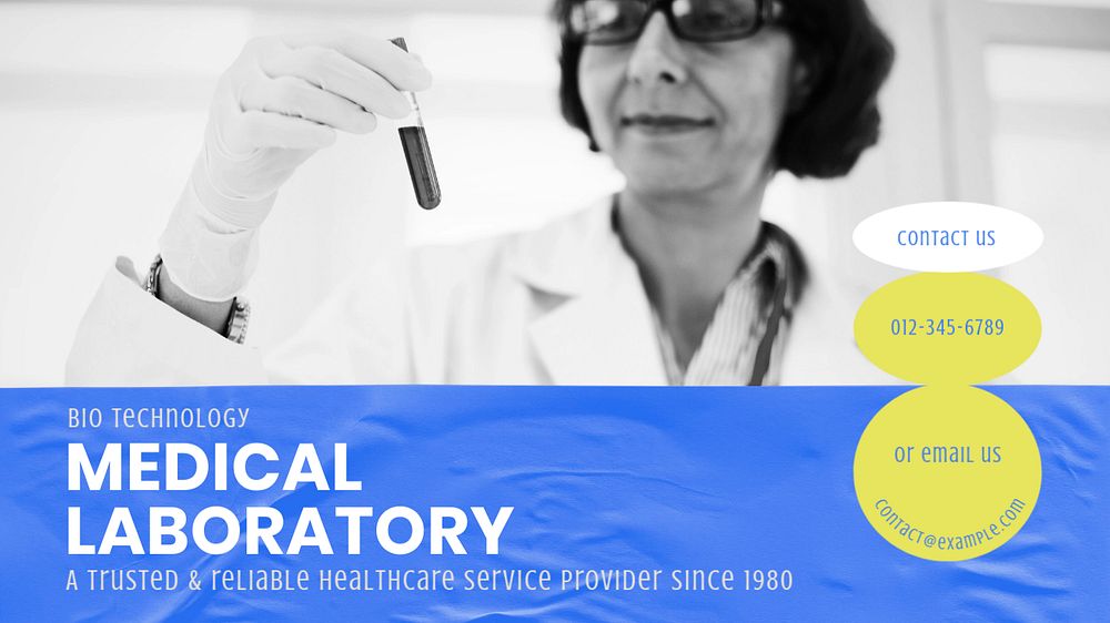 Medical laboratory  blog banner template, editable text