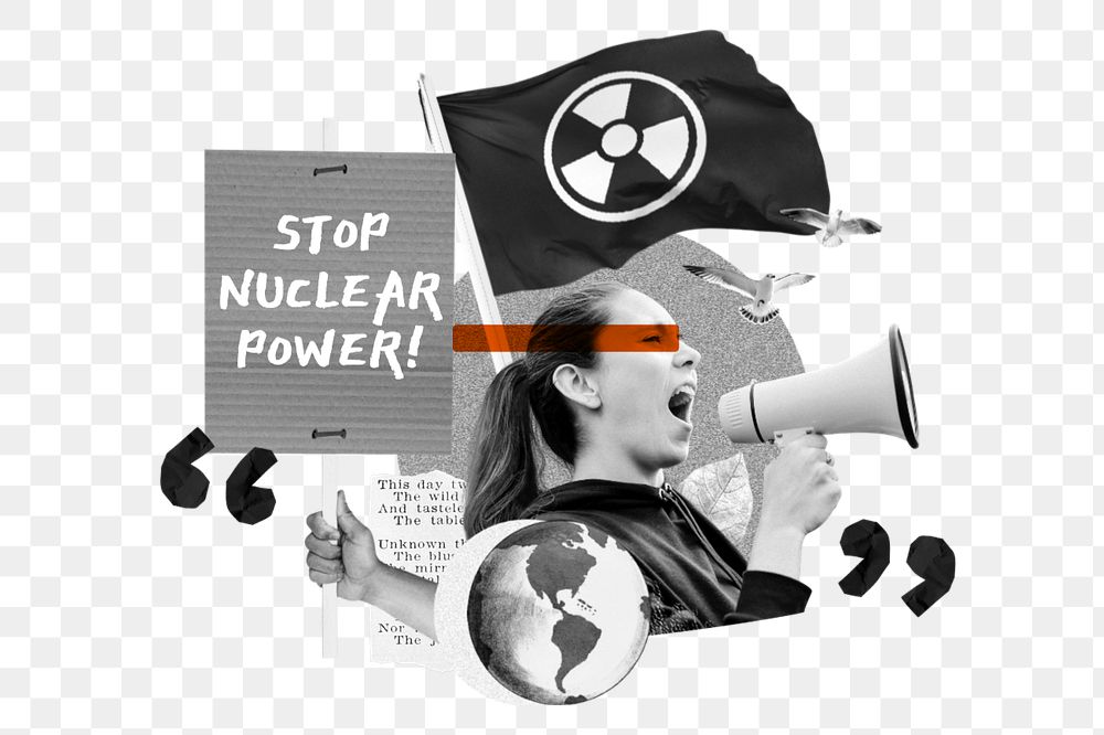 Stop nuclear power, environmental protest remix, editable design