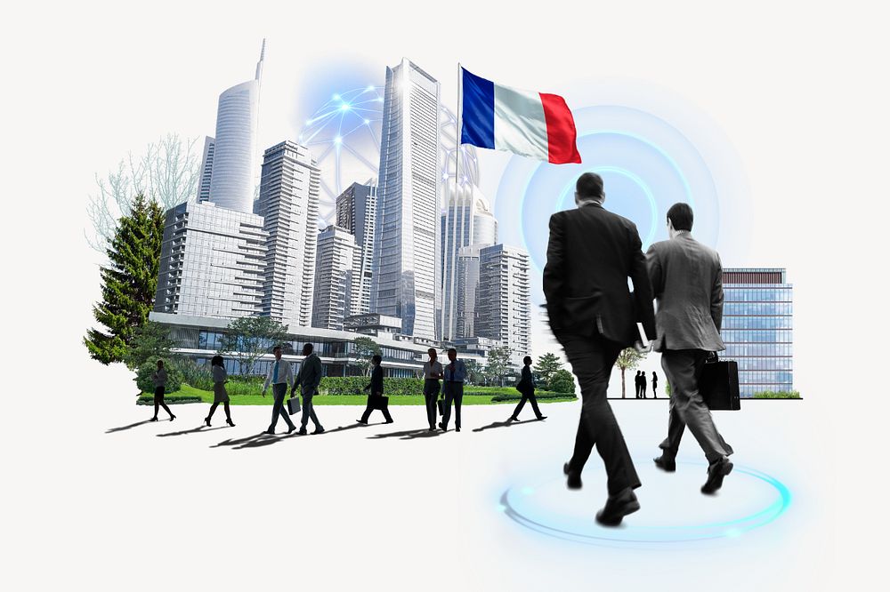 French corporate, business photo collage, editable design