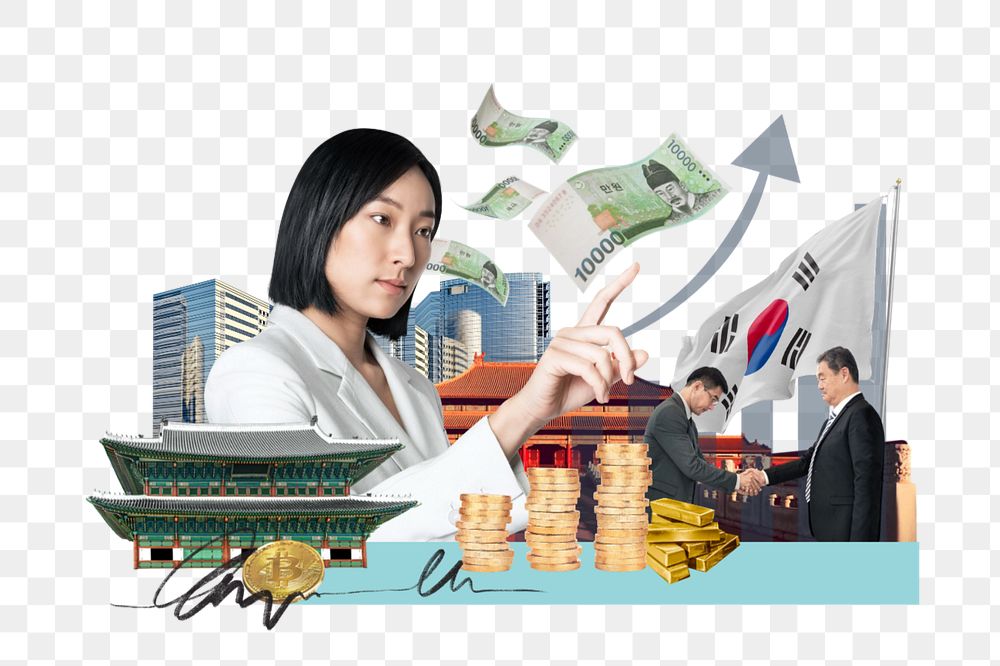 PNG element Korea investment, money finance collage, editable design