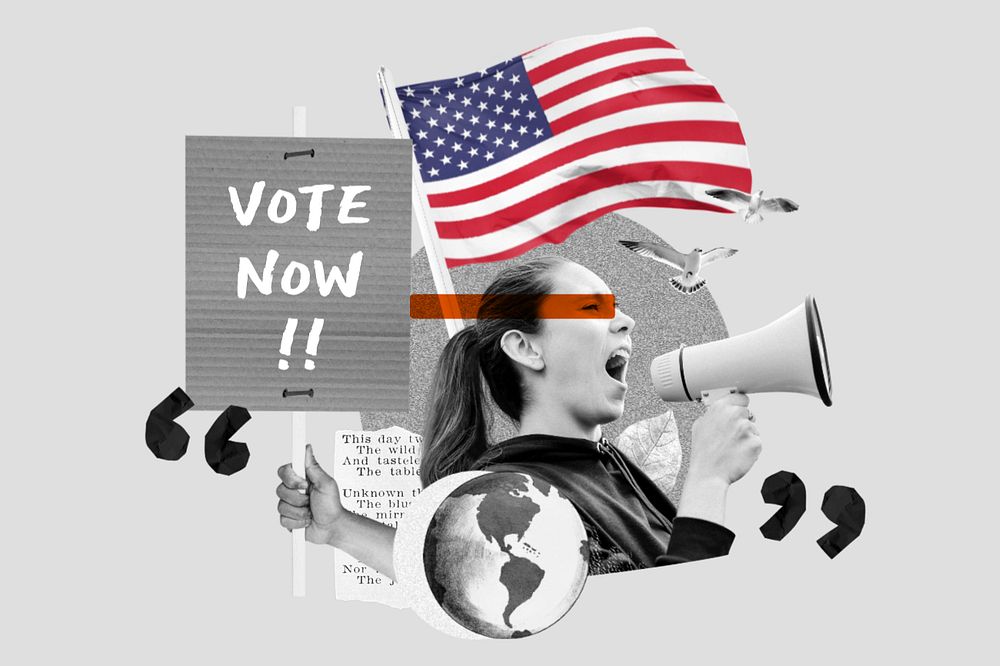 Vote now, American election campaign remix, editable design