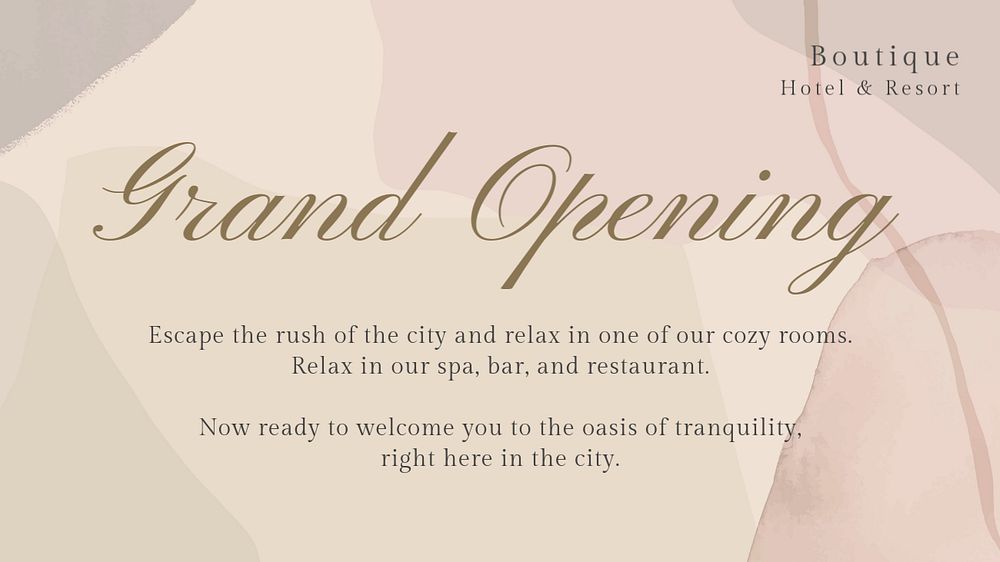 Grand opening blog banner template, editable text