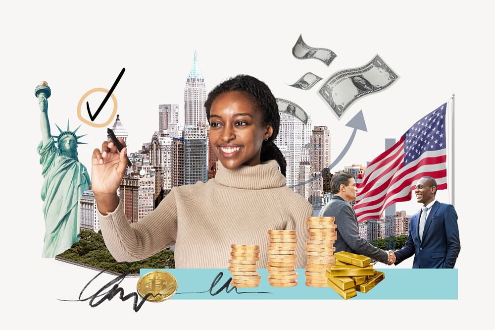 USA investment, money finance collage, editable design